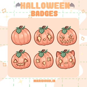 Odznaki subskrybentów Halloween Jack-o'-Lantern | Urocze dynie | Twitch | Natychmiastowe pobieranie | Urocze odznaki dla dziewczyn | Specjalne święta | Straszny sezon