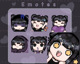 Goth Girl Emotes Set – Cute Gamer Twitch & Discord Emotes (Instant Download)