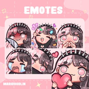 Pastel Goth Girl Emotes: Twitch/Discord Streamer Emotes (Instant Download)