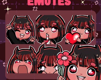 Dark Demon Girl Emotes | Twitch, Discord, Gamer (Instant Download)