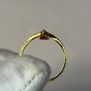 Natuurlijke robijn verlovingsring, robijn diamanten kroonring, peervormige robijn solitaire ring, 14-karaats gouden art deco ring met rode robijn, jubileumcadeau ring afbeelding 6