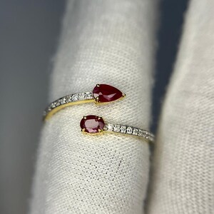 Ruby Ring, Ruby Ring in 14k Solid Gold, Minimalist Ruby Ring, Stacking Ruby Diamond Ring, Ruby Jewelry for Women, Ruby Birthstone Jewelry
