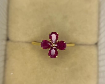 Radiant Ruby Ring In Gold, Raw Ruby Ring In Gold, Natural Ruby Ring, Genuine Ruby Ring, Ruby Engagement Gold Ring, Anniversary Gift Ring
