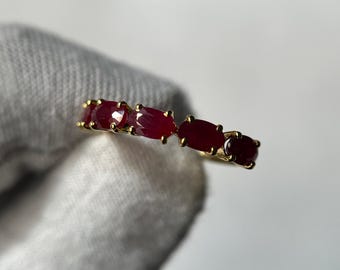 Natürlicher Roter Rubin Ring, Vintage Echter Rubin Goldring, Natürlicher Edelstein Ring, Geburtsstein Ring, Geschenke für Sie, Geburtstagsgeschenke, Oval Rubin Ring