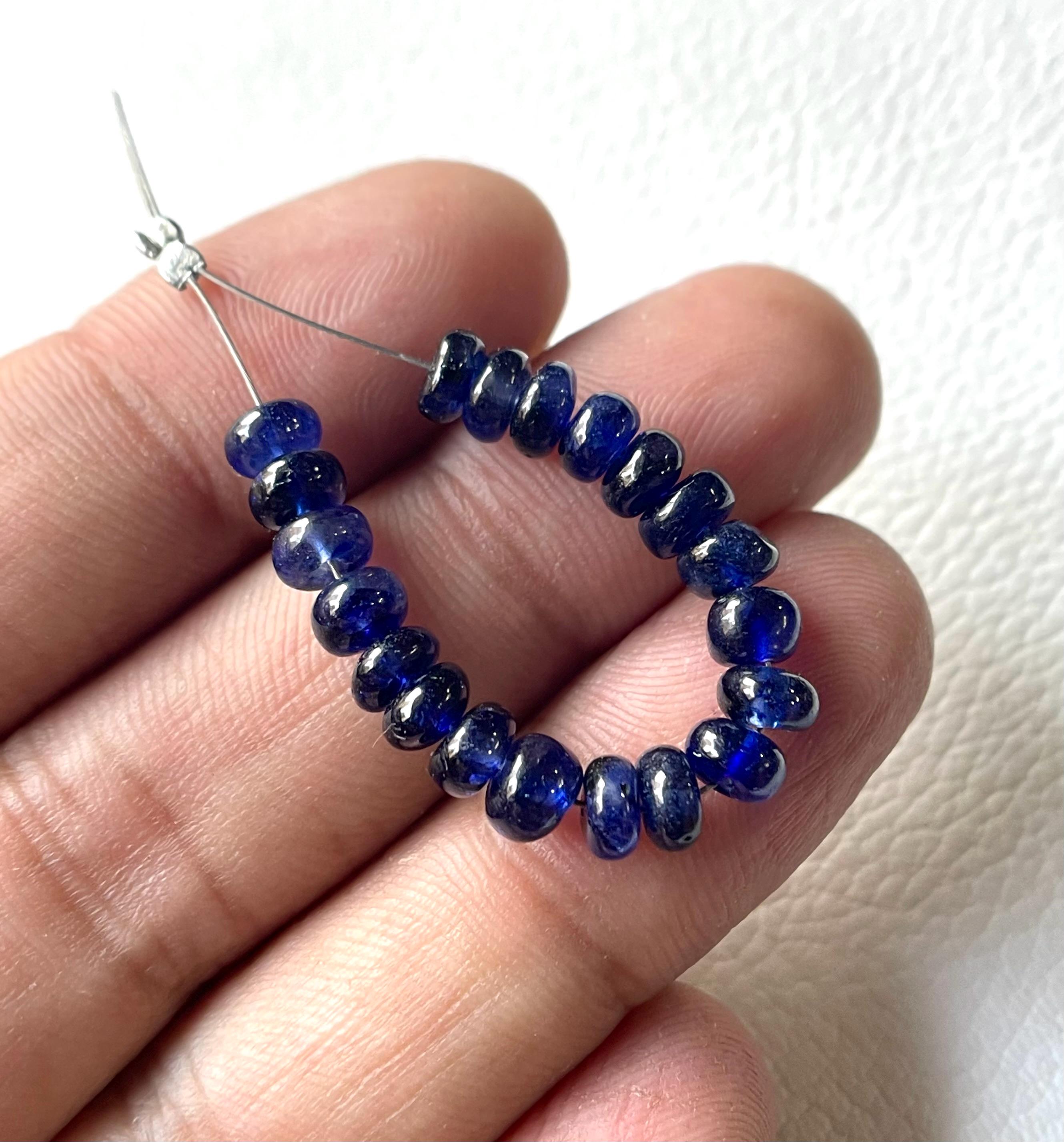 20 Pieces Transculent-Natural Blue Sapphire-Rondelle Beads-For jewellery making-Size-6 to 8mm