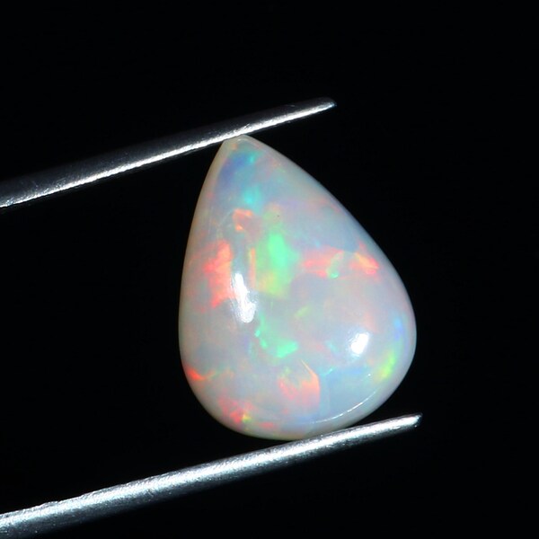 AAAA Grade Colorful Untreated opal Cabochon 15x12x8 MM- loose natural white opal gemstone - pear shape 5.60 cts - October birthstone