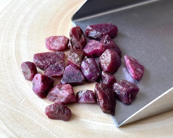 15 PCS Raw Ruby Gemstone: Natural Rough Ruby Crystals (5-8 MM)