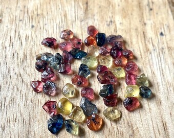 50 Pcs Lot-Real Raw Sapphire From Sri Lanks Size-~Natural Multi Sapphire Tiny Raw, Unheated Rough Gemstone, Use For Jewelry Making&Gifts