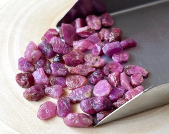 50 Raw Ruby Gemstones: 5-7mm Rough Healing Crystals