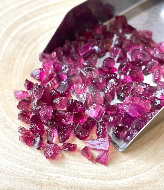 20 Rubellite Tourmaline Rough Gemstones: Raw Healing Crystals (5-7 MM)