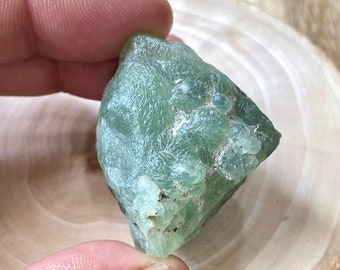 Green Raw Prehnite Stone, 288.40 Cts, Big Size Raw Healing Crystal, 37x35 MM, Raw Prehnite Rough Gemstone, Raw Specimen, Gift For Her