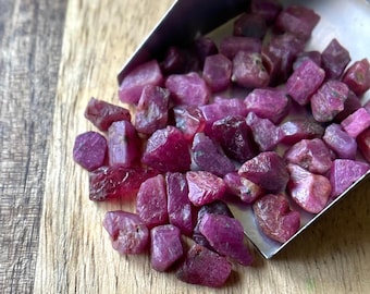50 Raw Ruby Gemstones (5-7 MM) - Uncut Healing Crystals for Jewelry Making