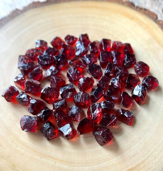 50 Pcs Natural Red Garnet Raw Crystals: January Birthstone (6-8 MM