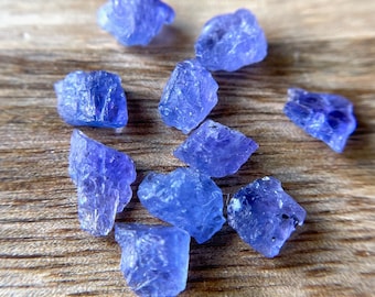 10 Pieces~AAA+ Natural Tanzanite Rough Gemstone from Tanzania, 6-8 MM  Rarel Tanzanite Raw Gemstone, Transparency Raw Stone, Gift for Her