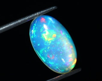 Multi Fire Ethiopian Opal Cabochon Gemstone 2.70 Cts 13x8x5 MM Oval Shape Opal Ring Size Loose Gemstone For Making Jewelry