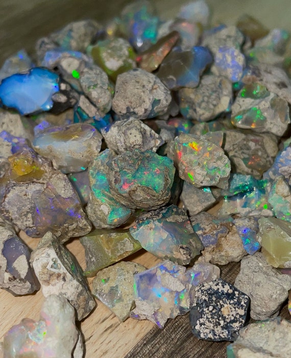 Raw Ethiopian Opal Gemstone: Multi Fire Opal Rough Stone (9-13 MM)