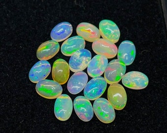 20Pcs Welo Fire Opal Cabochon Gemstone 6x4MM Ethiopian Opal Ring Size Loose Gemstone Oval Shape Opal Gemstone, For Jewelry Making