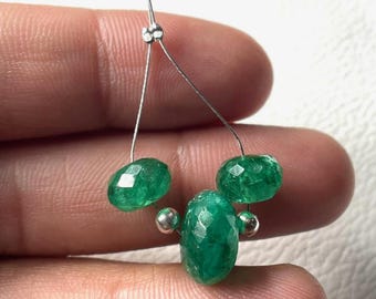 3 AAA Zambian Emerald Faceted Rondelle Beads (8-10 MM)