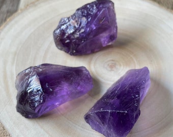 3 PCS- Raw Amethyst Rough Gemstone, 30-35 MM, Raw Amethyst Healing Crystal, Purple Amethyst Rough Gemstone, For Jewelry Making