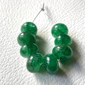 8 PIEZAS - Cuentas redondas lisas de esmeralda, tamaño - Cuentas de esmeralda de Zambia, cuentas sueltas de esmeralda, para la fabricación de joyas (tamaño de 8-10 mm)