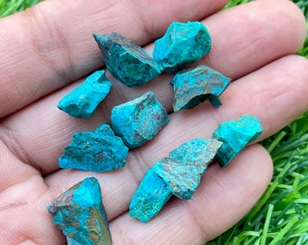 100%Natural  Chrysocolla pack of 10 Pieces  Raw Material, for jeweler making, 10-13 MM minerals healing stones, gift for her