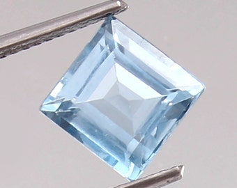 AAA Flawless Brazilian Aquamarine Loose Square Gemstone Cut, Captivating Aquamarine For Jewelry Making, 8x8x5 MM, 3.15 Carat Gift For Her