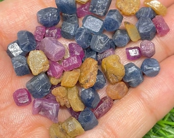 100CTS~AAA Raw Multi Sapphire 100%Natural rough Ruby &Sapphire Uncut September birthstone Healing Crystals