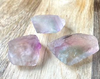 3 Pieces, Raw Fluorite Rough Gemstone, 25-40 MM, Raw Healing Crystal, Unheated Fluorite Rough, Fluorite Raw Gemstone, Gift For Her