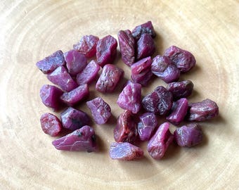 Raw Ruby Gemstone: 30 Natural Red Crystals (7-9 MM)