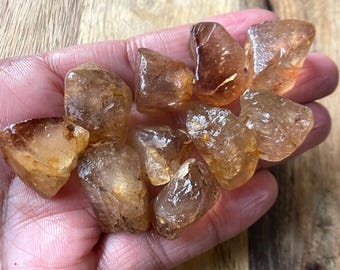 10 Pcs-Imperial Topaz Raw, 21-25 MM, Topaz Rough Loose Stone, Imperial Topaz Healing Crystal, For Jewelry Making