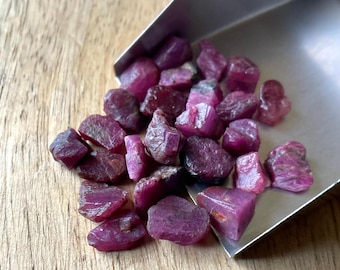 25 Raw Ruby Gemstones (6-8 MM): Uncut Healing Crystals for Jewelry Making