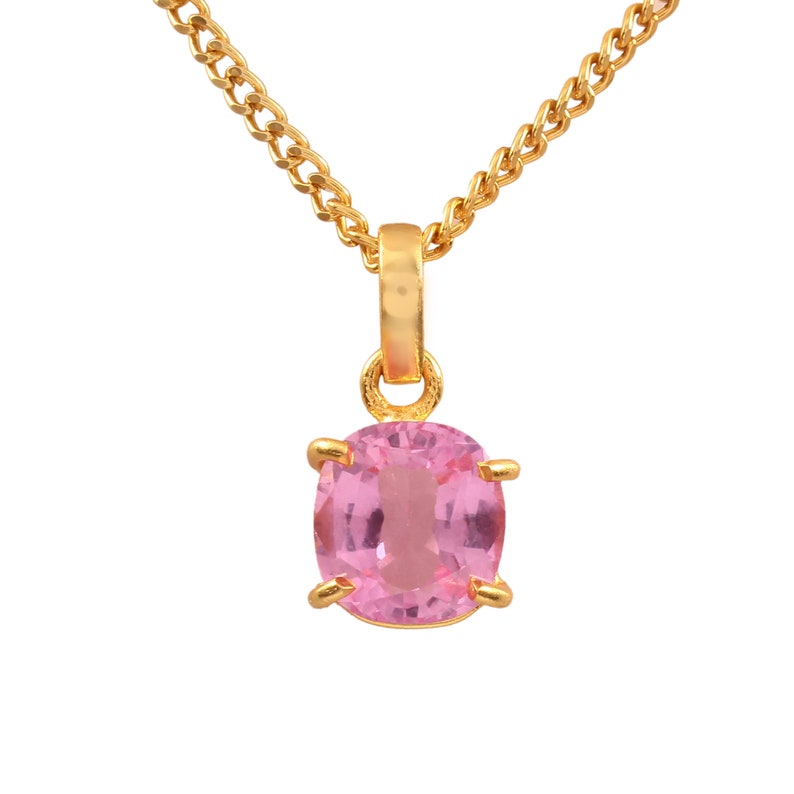 Ciondolo in zaffiro impeccabile, collana piena d'oro 18K, ciondolo in pietra preziosa di zaffiro rosa, ciondolo in zaffiro rosa, regalo per le donne, regalo di Natale immagine 4