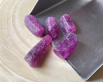 5 AAA+ Ruby Rough Stones: Natural Gemstone Crystals (10-12 MM)