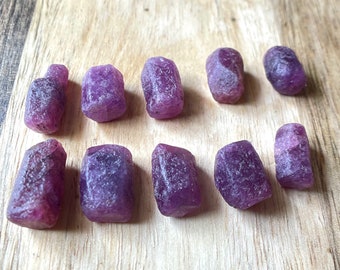 10 Natural Ruby Rough Stones: Raw Ruby Crystals, Earthmined Minerals (11-16 MM)