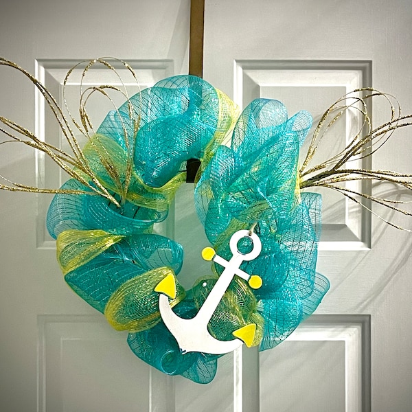 12” Teal + Gold Seahawk Wreath