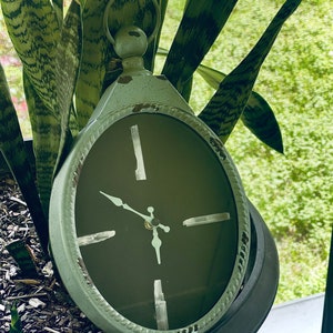 Repurposed Metal Clock with Selenite