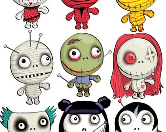 Halloween Voodoo Dolls ClipArt Collection - Instant Download