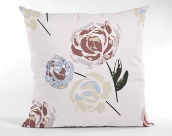 Peony cushion with pink peony floral print, pillow, peonies print meditation cushion, chair cushion, pink cushion