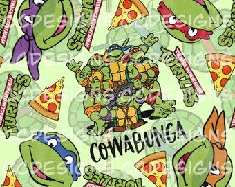 Superhero Super Hero Green Octagons 100% Cotton Teenage Mutant NINJA TURTLES FABRIC Sold By The Half Yard! For Sewing Quilting