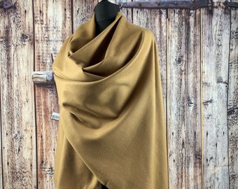 Camel Cape Wrap handmade in a Cashmere wool blend fabric. Luxurious oversized open poncho / Winter Shawl. Present for the lady in your life.