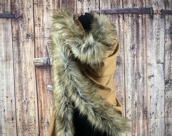 Cashmere Blend Pashmina Shawl: Faux Fur Trim Winter Wrap