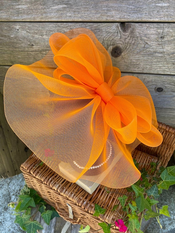 Handmade Orange Crinoline Fascinator: Elegant Headband for  display picture 2