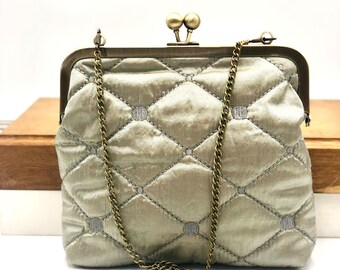 The Hatfield Clutch Bag in Real Silk. Evening Purse, Fully Lined, Retro Elegance