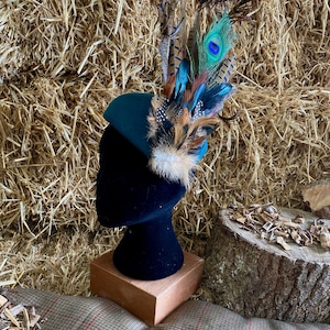 Feather Hat Pin, Peacock & Pheasant hat brooch, Game lapel Boutonniere, natural feathers