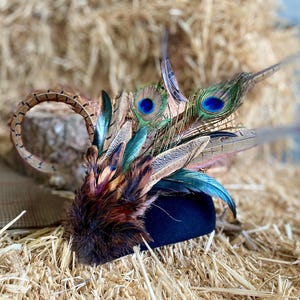 Feather Hat Pin, Peacock & Pheasant hat brooch, Game lapel Boutonniere, natural feathers
