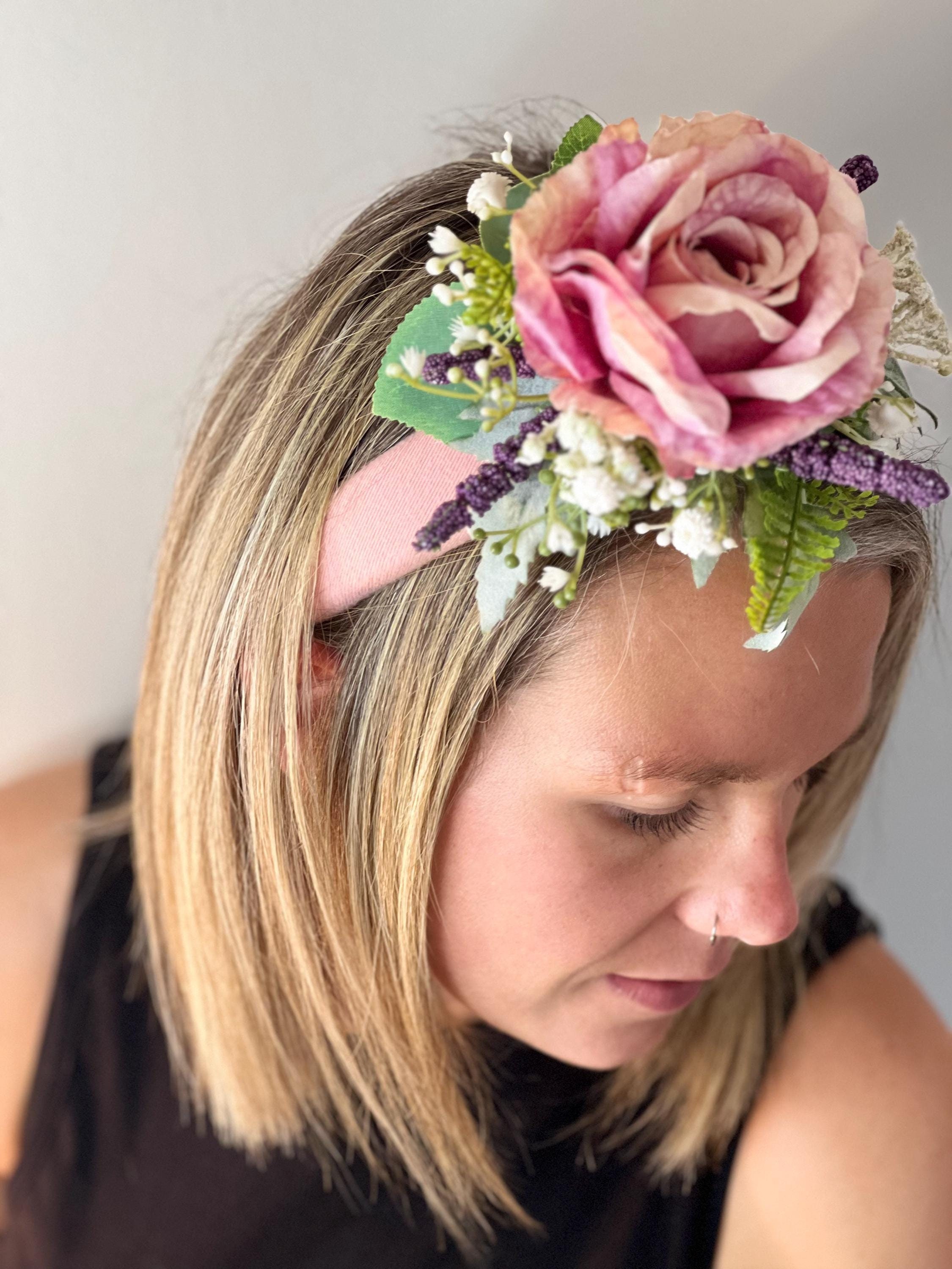 Handmade Pink Floral Fascinator Headband: Vintage Style  display picture 2
