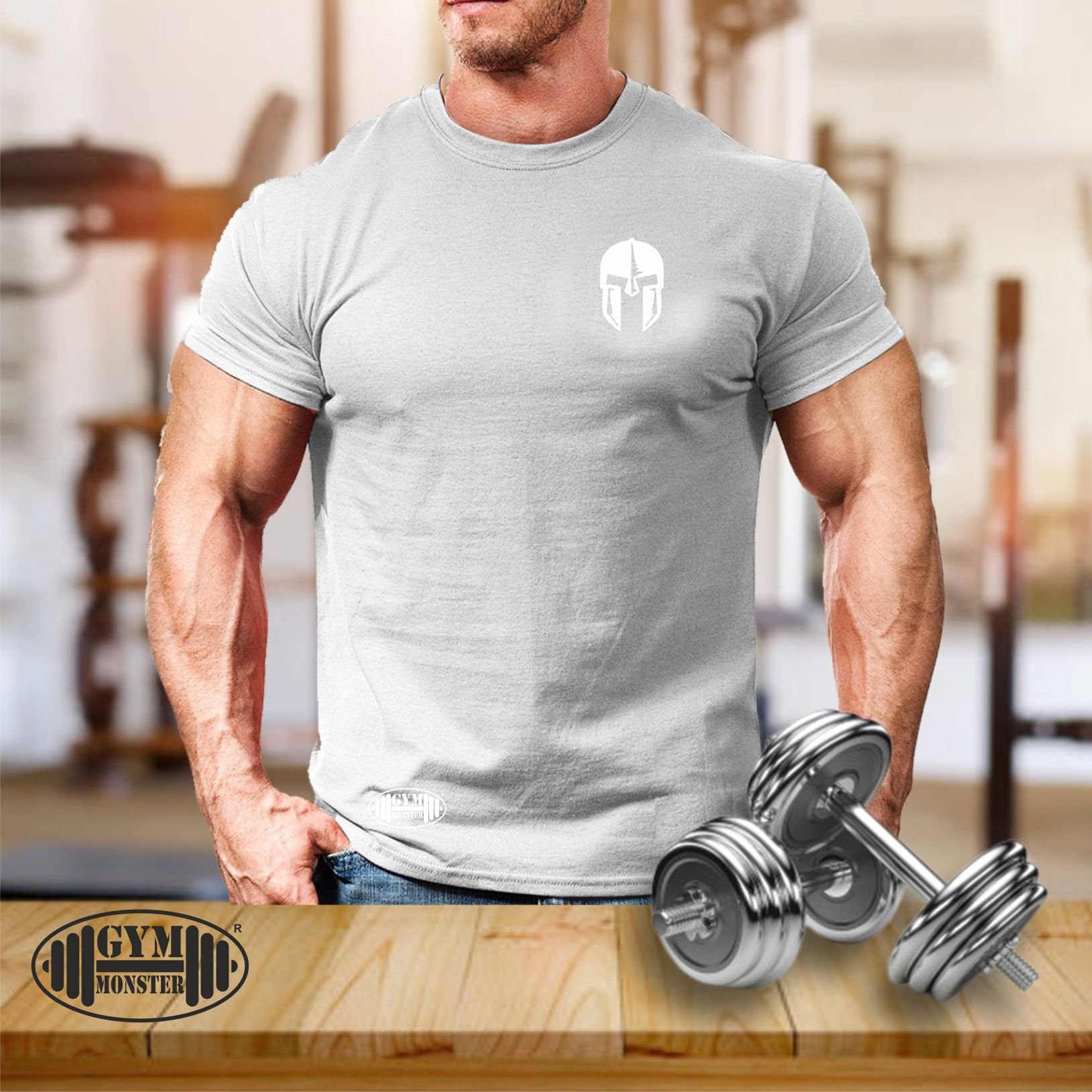 GYMTIER Spartan Forged - Camiseta De Gimnasio Para Hombre, Fisicoculturismo, Levantamiento De Pesas, Camiseta De Entrenamiento Strongman, Ropa Activa, Spartan Forged Negro, Talla M, Negro
