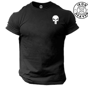 Skull T Shirt Pocket Gym Clothing Bodybuilding Training Workout Exercise Kick Boxing Martial Arts MMA Spartan Iron Heaven Men Tee Top