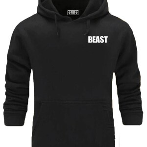 Beast Hoodie Small Gym Clothing Bodybuilding Weight Training Workout Exercise Fitness Boxing Karate MMA Strongman Gymwear Men Sweatshirt Top