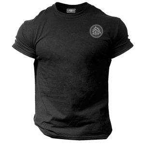 Valknut Shield T Shirt Pocket Gym Clothing Bodybuilding Training Workout Exercise Boxing Fitness MMA Vikings Warrior Gymwear Men Tee Top